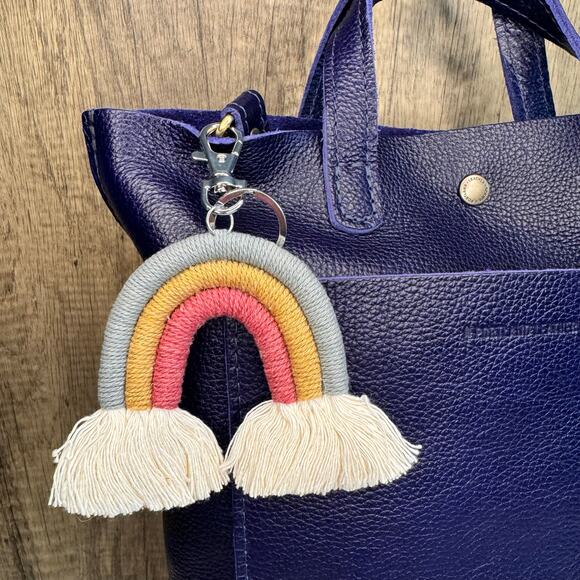 Macrame Rainbow Purse Charm Macrame Keychain NeW FAST SHIP Bag Flair - Picture 1 of 3